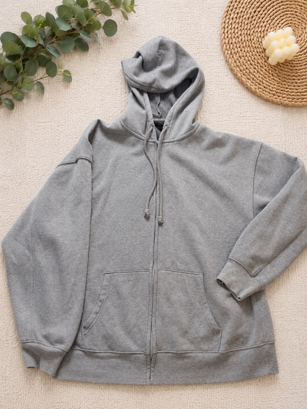 Wild Fable Gray Full Zip Hoodie Sweatshirt | Oversized Cozy Basic | Size S